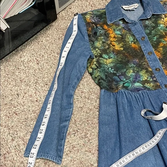 Vintage 90s Denim long sleeve Women's button front Dress- like new - Picture 6 of 10